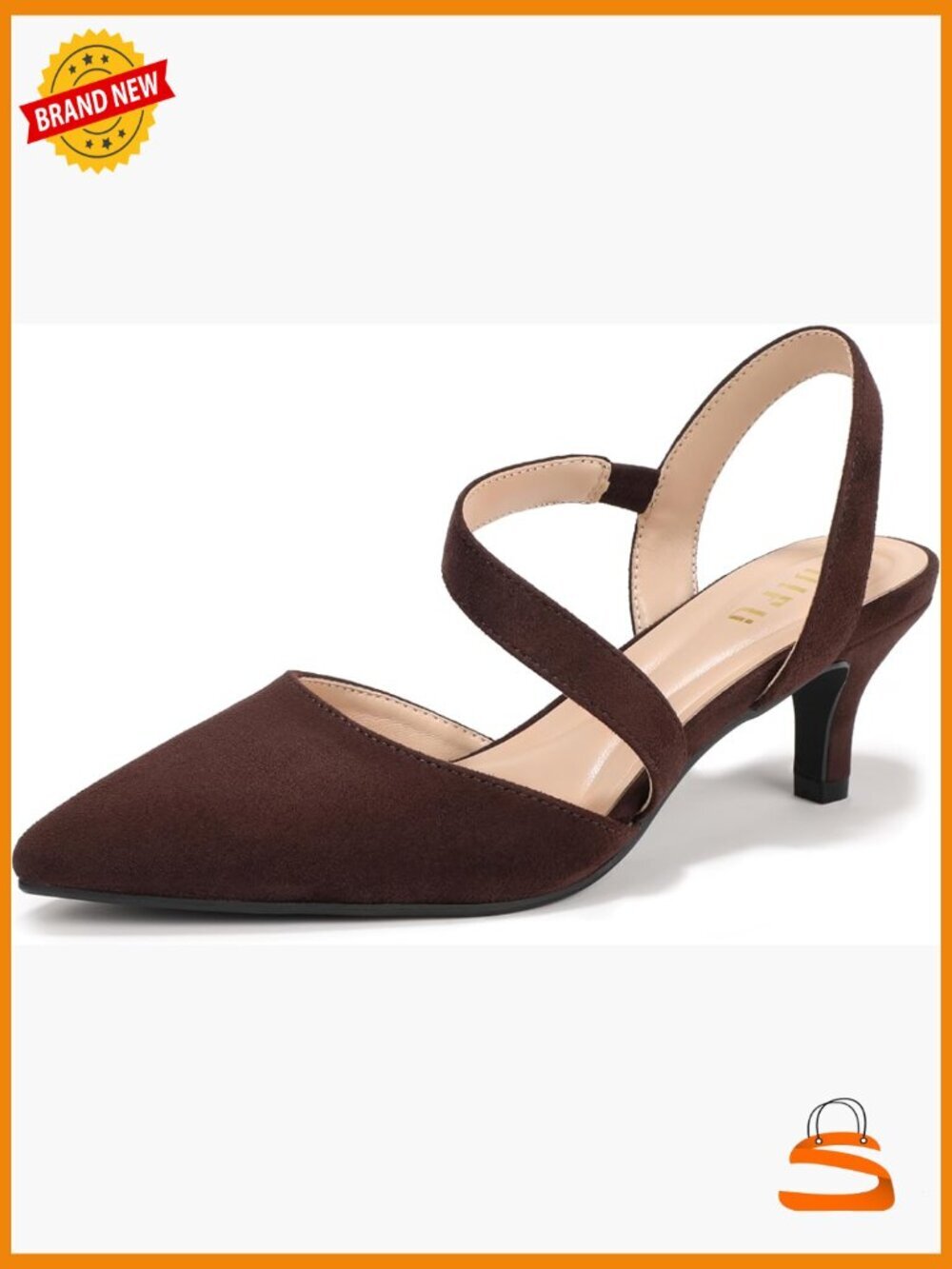 Women's Pointed Toe Kitten Heel Slingback Dress Pumps - 2in Heel, Elastic